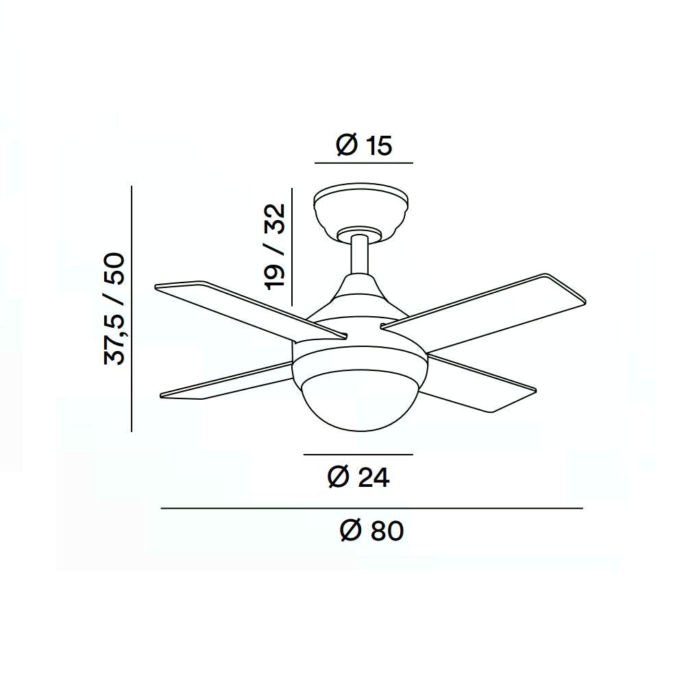Ventilatore con struttura in metallo. Colore bianco opaco