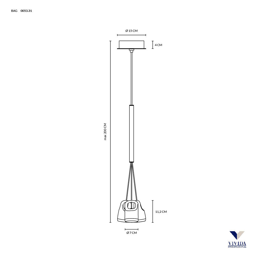 Bag sospensione 3 luci 12w 3000k Vivida world Lampade a sospensione