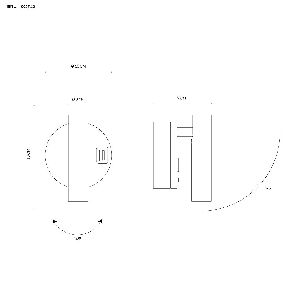 Vivida International Betu - applique LED compatta con USB e interruttore