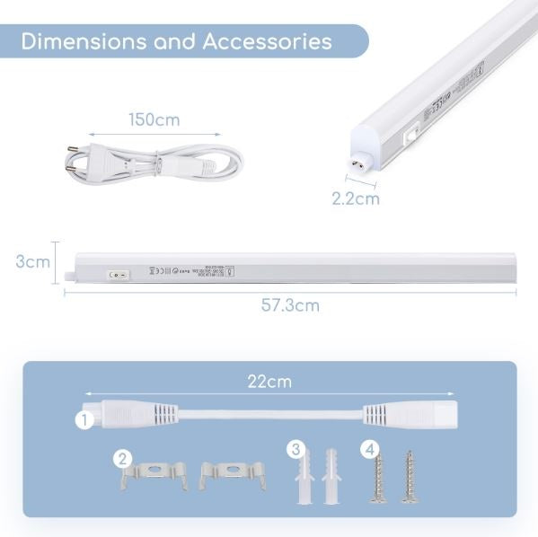 LED T5 8W 0.6M 3000K 760lm 220 - 240v L573*W22*H30mm Aigostar Sistemi e tesate