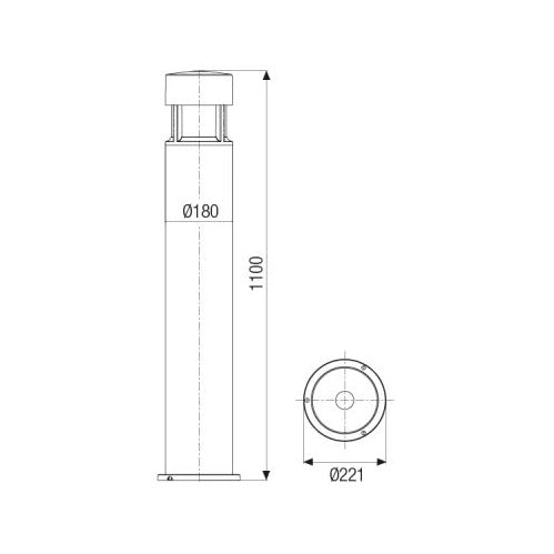 Greta Big 100W E27 H. 110Cm Vetro Satinato Boluce illuminazione Lampade da esterno