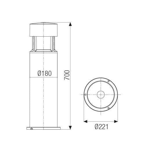 Greta Big Led 25W 4000°K H. 70Cm Vetro Satinato Boluce illuminazione Lampade da esterno