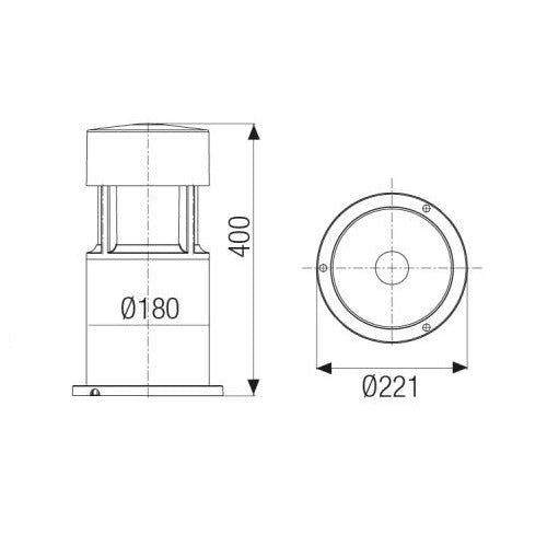 Greta Big 100W E27 H. 40Cm Vetro Satinato Boluce illuminazione Lampade da esterno