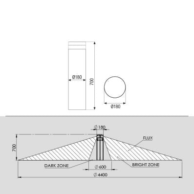 NECK h700 palo in alluminio 25W 4000K Boluce illuminazione Lampade da esterno