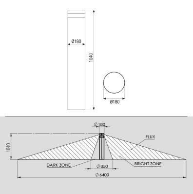 NECK h1040 palo in alluminio 25W 4000K