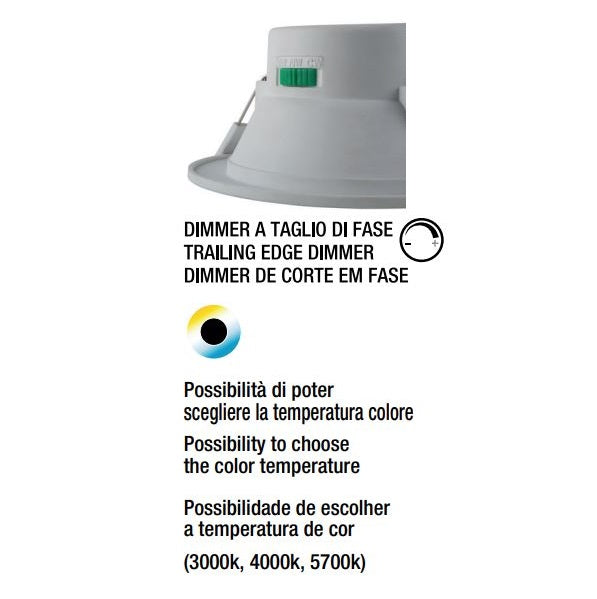 LOONY Faretto LED incasso tondo bianco dimmerabile 10W CCT regolabile Vivida luce Faretti e scatole portafaretto