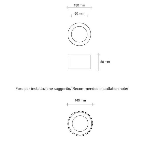 DORIDE Incasso Round IP44 Sforzin Lampade in gesso