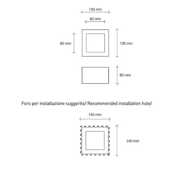 DORIDE Incasso Square IP44 Sforzin Lampade in gesso