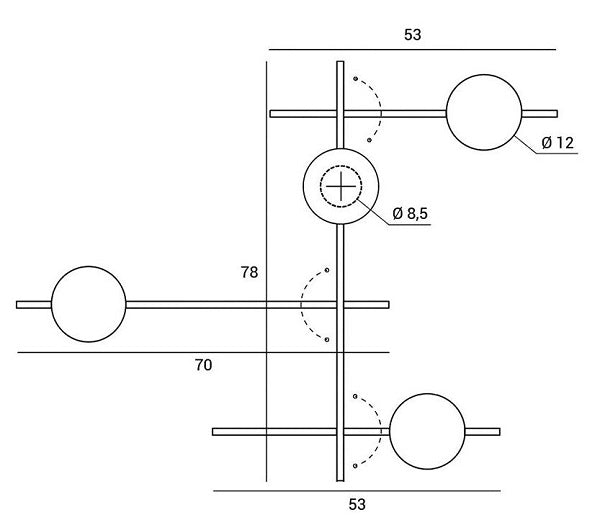 Mikado parete/soffitto 4 luci vetro cosmo