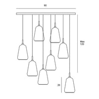 MONTATURA ROSONE 9 LUCI 3 VETRI MIELE - 3 VETRI FUME' - 3 VETRI CIELO Miloox Lampade a sospensione