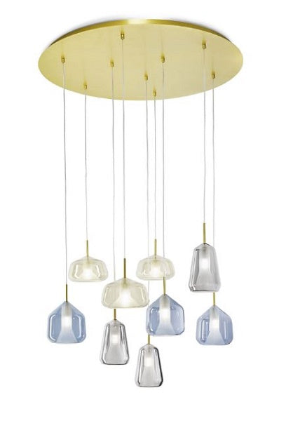 MONTATURA ROSONE 9 LUCI 3 VETRI MIELE - 3 VETRI FUME' - 3 VETRI CIELO