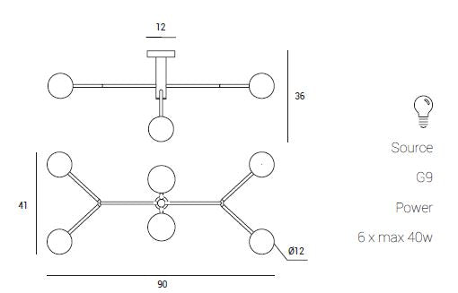 Cosmo soffitto 6 luci