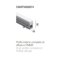 Profilo interno con diffusore in PMMA Stealth light Profili Driver Strip Led