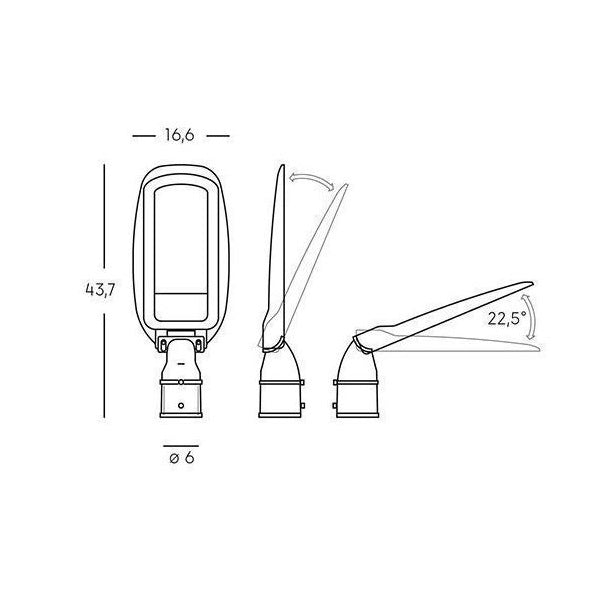Tennis testa-palo d.60 50w led 4000k grafite