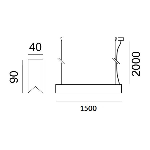 Lampada a sospensione biemissione 32,4W down 60W up 230V 3000K bianco.
