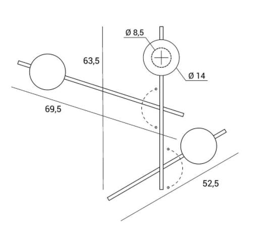 Mikado parete/soffitto 3 luci vetro cosmo