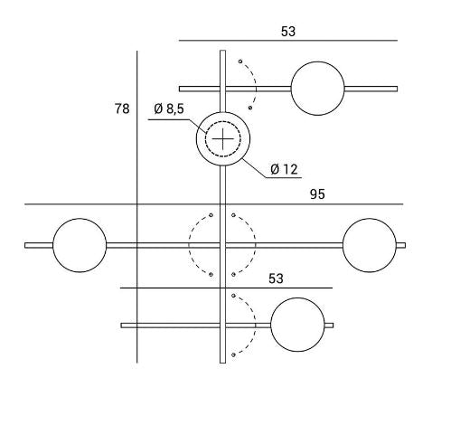 Mikado parete/soffitto 5 luci vetro cosmo