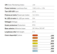 204 LED | 12,5 W /m | 24 V | IP20 | CRI>94 Stealth light Profili Driver Strip Led