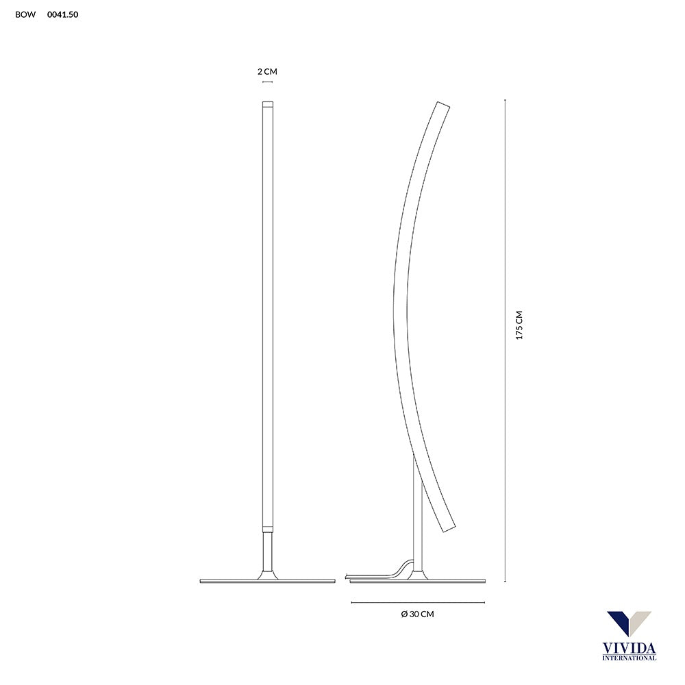 Bow piantana 24w 3000k Vivida international Lampade da terra