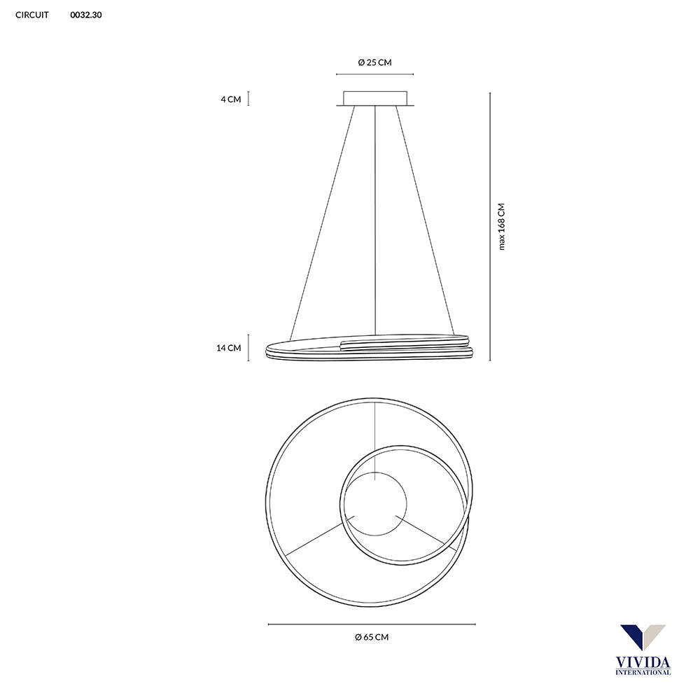 Circuit sospensione Ø65  40w 3000k - 4000k dimmerabile Vivida international Lampade a sospensione