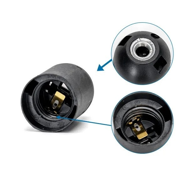 Portalampada E27 in plastica autobloccante, nero