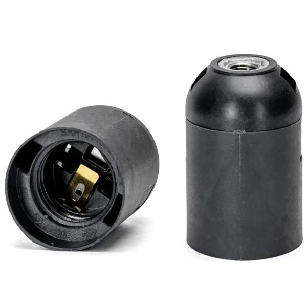 Portalampada E27 in plastica autobloccante, nero