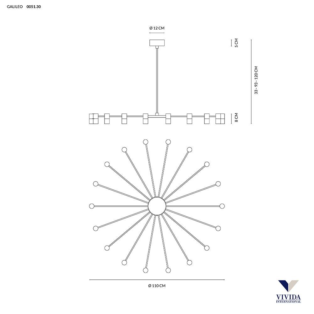 Galileo sospensione nero 18x2w 3000k Vivida international Lampade a sospensione