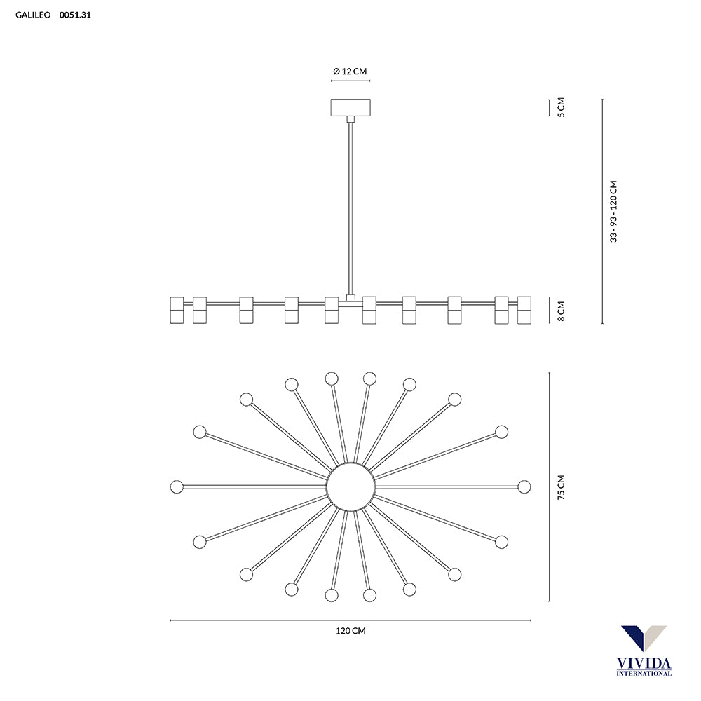 Galileo sospensione nero 18x2w 3000k Vivida international Lampade a sospensione