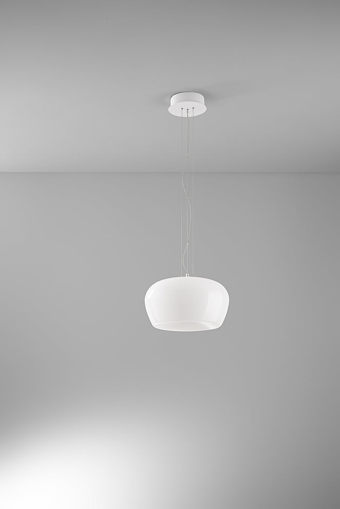 Perenz Kave – sospensione Ø 38 cm in vetro bianco lucido / fumé specchiato Perenz Lampade a sospensione