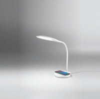 Thumbnail for Lampada da tavolo orientabile in plastica e metallo colore bianco.