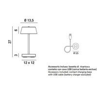 Thumbnail for Lampada da tavolo ricaricabile a batterie in alluminio pressofuso verniciato a polvere per uso interno/esterno