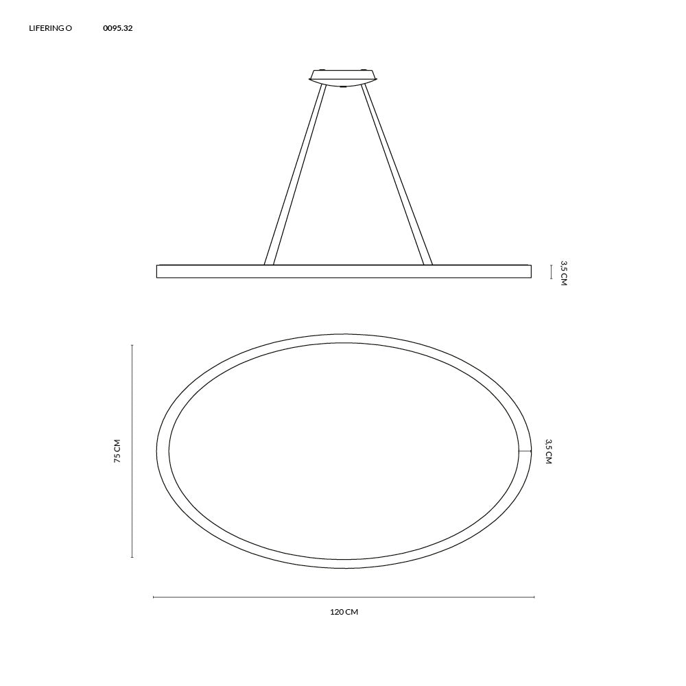 Lifering ovale sospensione 80w white Vivida international Lampade da soffitto