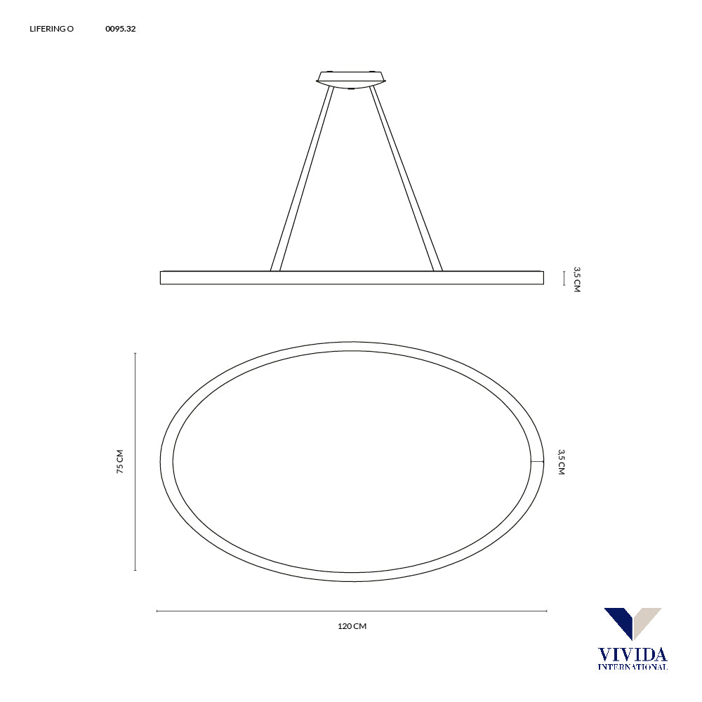 Vivida International Lifering-O - sospensione LED ovale dimmerabile in 3 misure