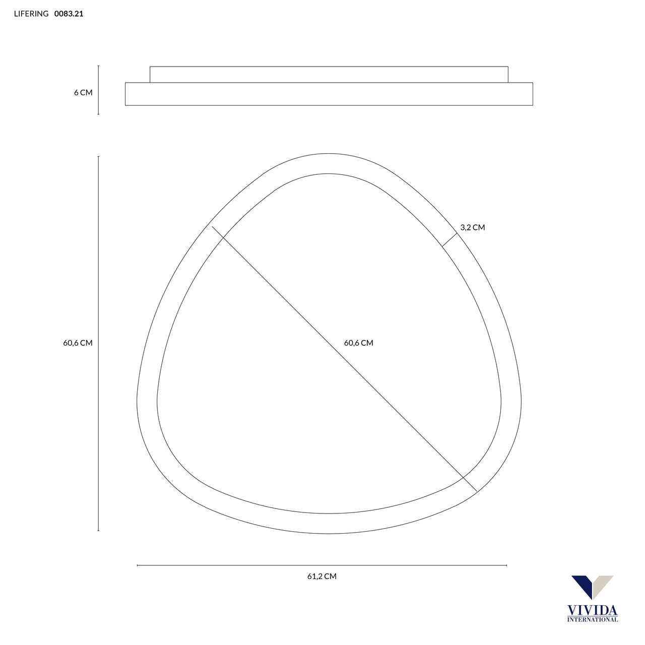 VIVIDA International Lifering-P - Plafoniera LED dimmerabile in più misure