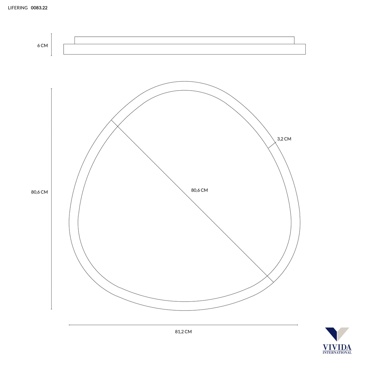 VIVIDA International Lifering-P - Plafoniera LED dimmerabile in più misure