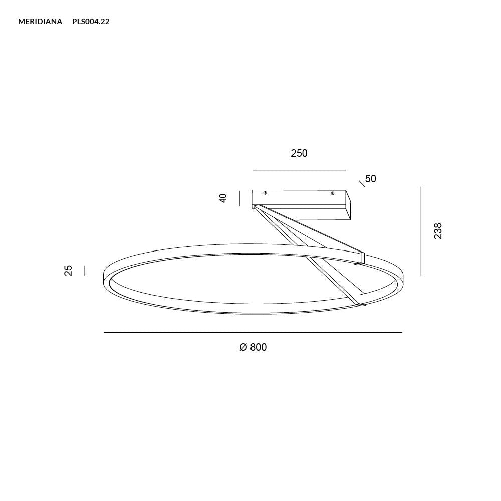 MERIDIANA lampada da parete/soffitto lamp 51W titanio dimmerabile