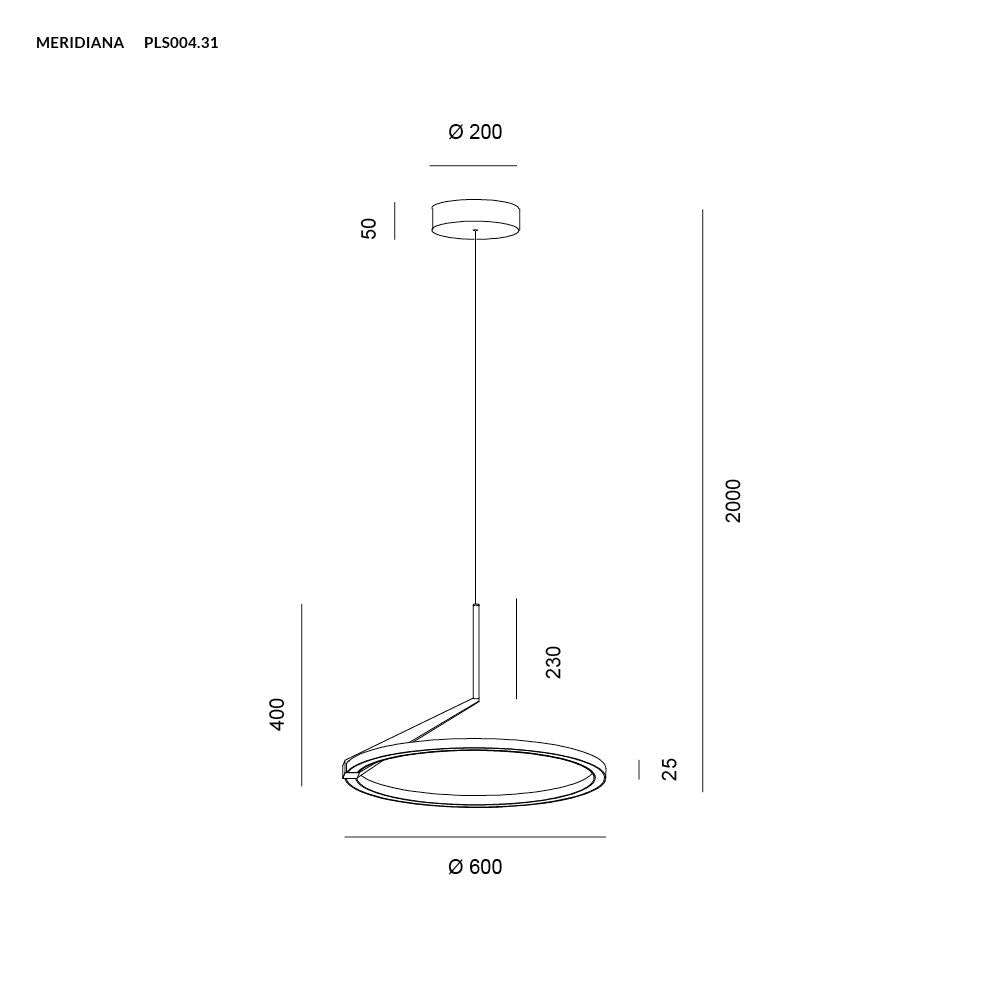 MERIDIANA sospensione 44W nero dimmerabile Vivida plus Lampade a sospensione