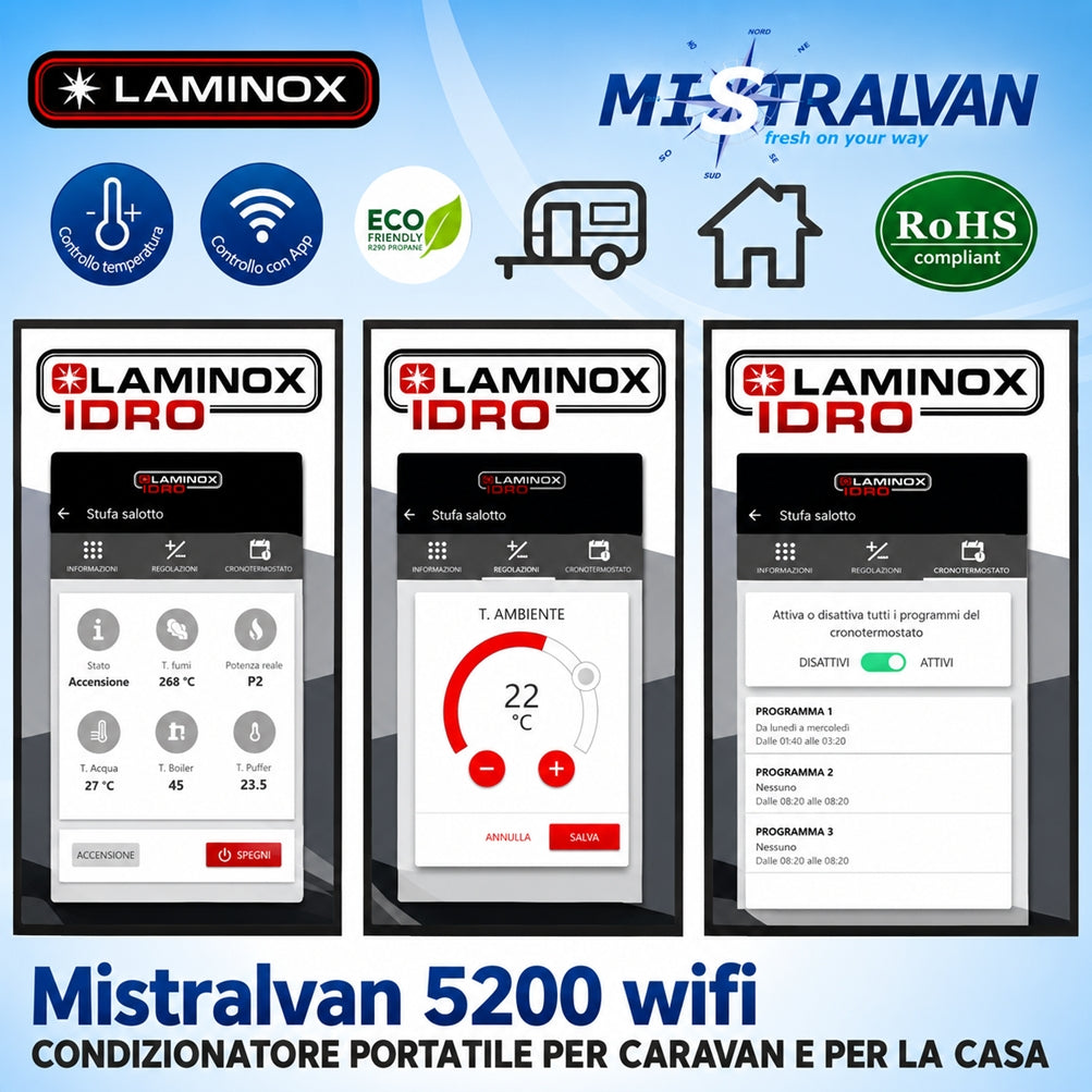Mistralvan 5200 WiFi – Condizionatore Portatile Smart per Caravan, Camper e Casa Altre Materiale elettrico