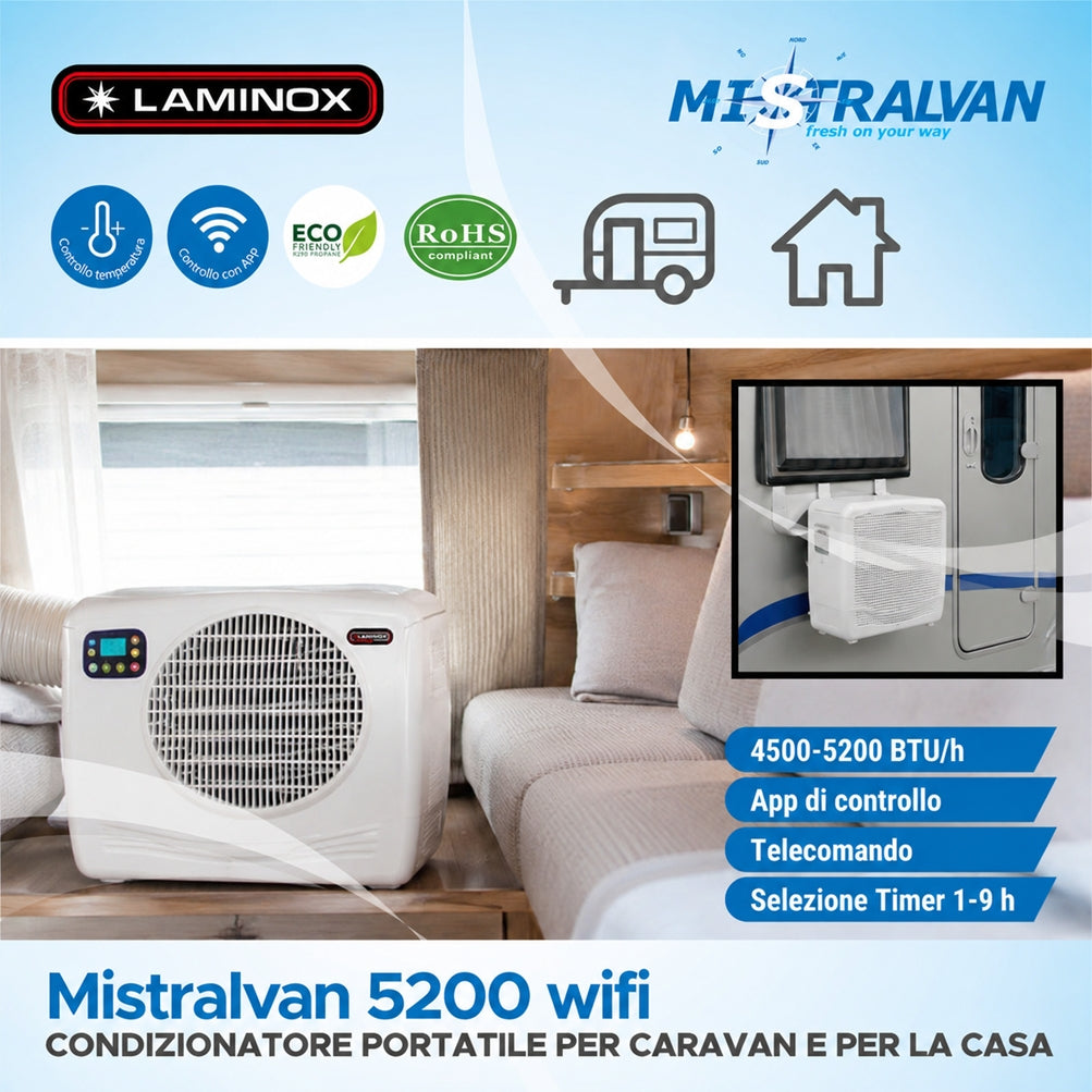 Mistralvan 5200 WiFi – Condizionatore Portatile Smart per Caravan, Camper e Casa Altre Materiale elettrico