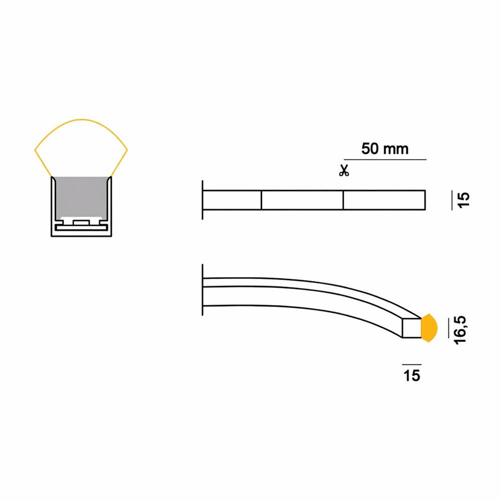 Stealth Light NF-1515-24-IP67 - Neon Flex LED professionale IP67 luce continua 5m