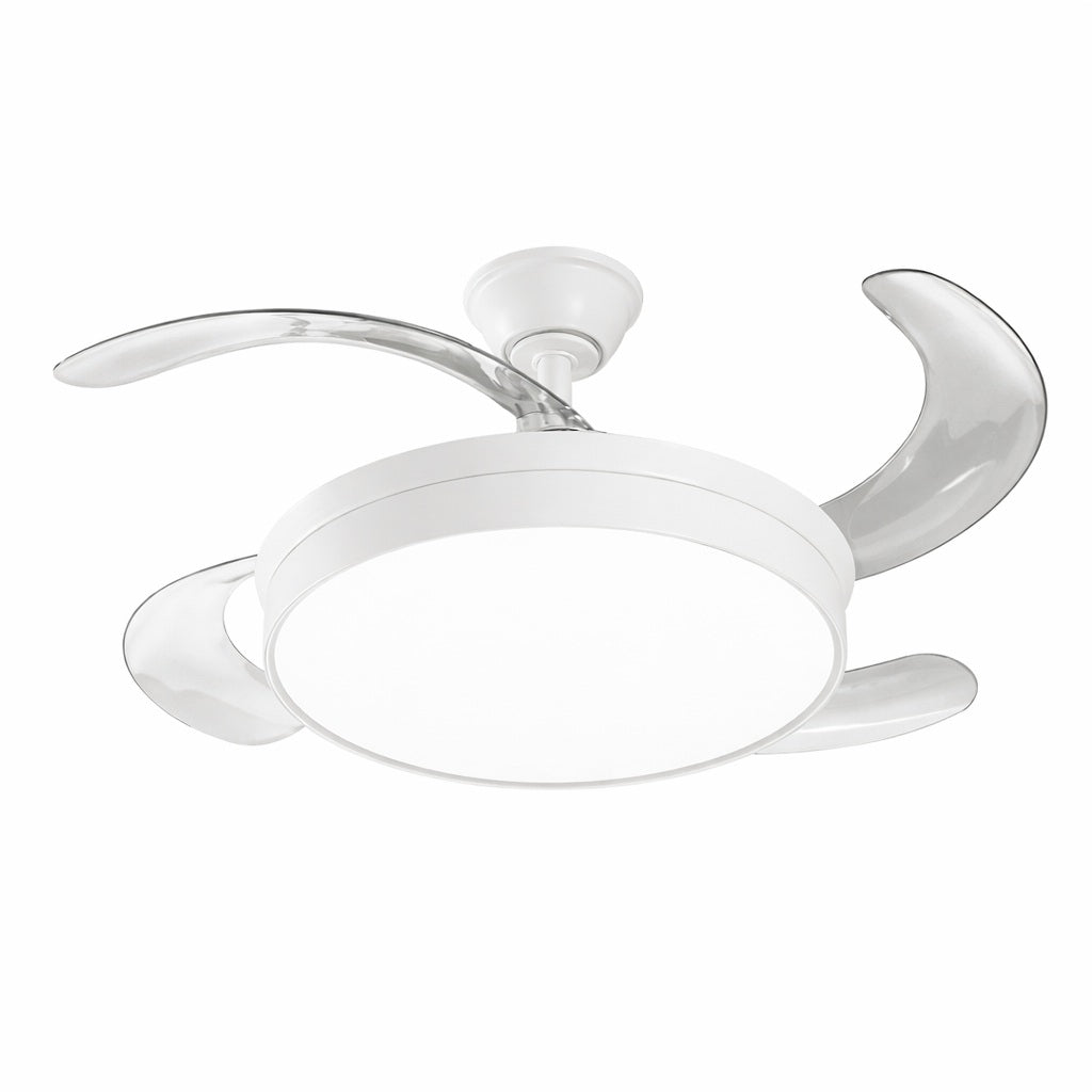 Perenz Open+  ventilatore da soffitto LED CCT con pale a scomparsa (bianco / marrone)