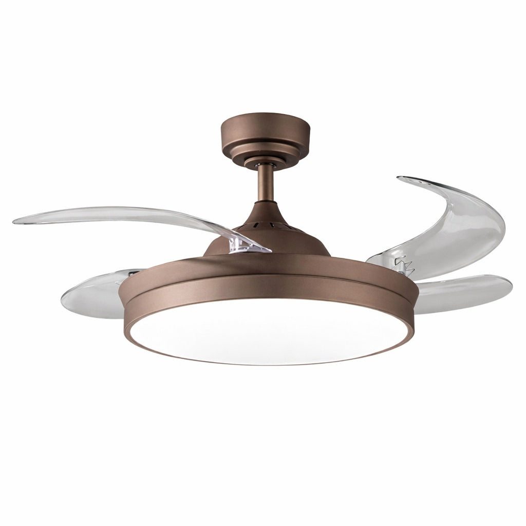 Perenz Open+  ventilatore da soffitto LED CCT con pale a scomparsa (bianco / marrone)