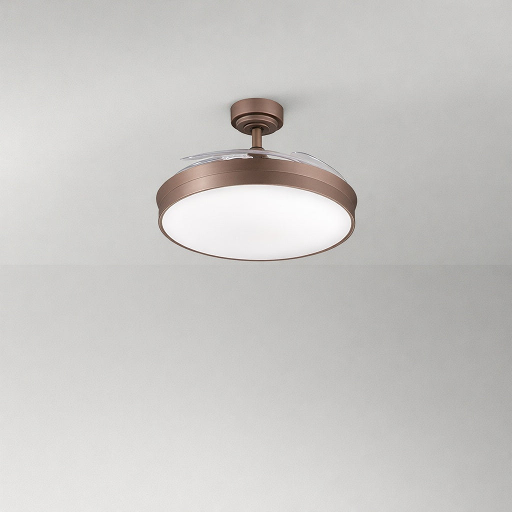 Perenz Open+  ventilatore da soffitto LED CCT con pale a scomparsa (bianco / marrone)