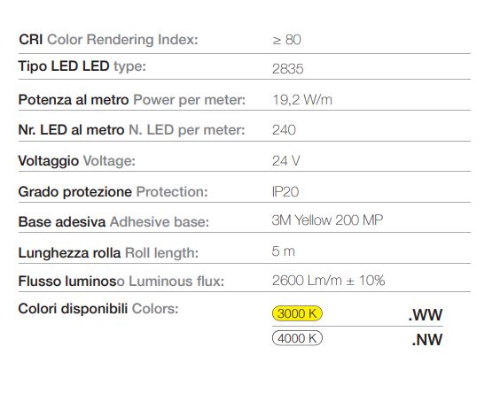 240 LED | 19,2 W/m | 24 V | IP20 | 5m