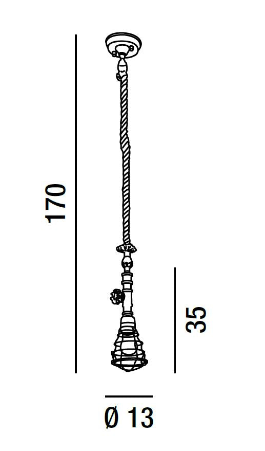 Sospensione in metallo verniciato bronzato con corda (1,50cm) Perenz Lampade a sospensione