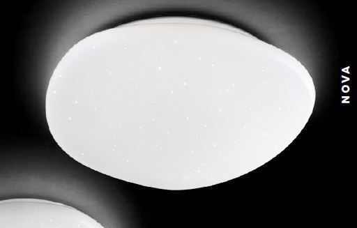 Plafoniera con diffusore in acrilico bianco effetto "cielo stellato".
