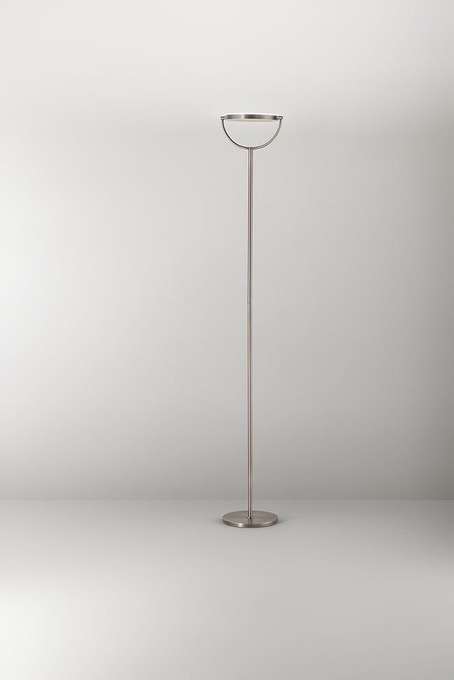 Perenz Piantana “Plato” • 190 × Ø 23 cm (diffusore D.25 × h 2,5) – bianco opaco / grigio titanio