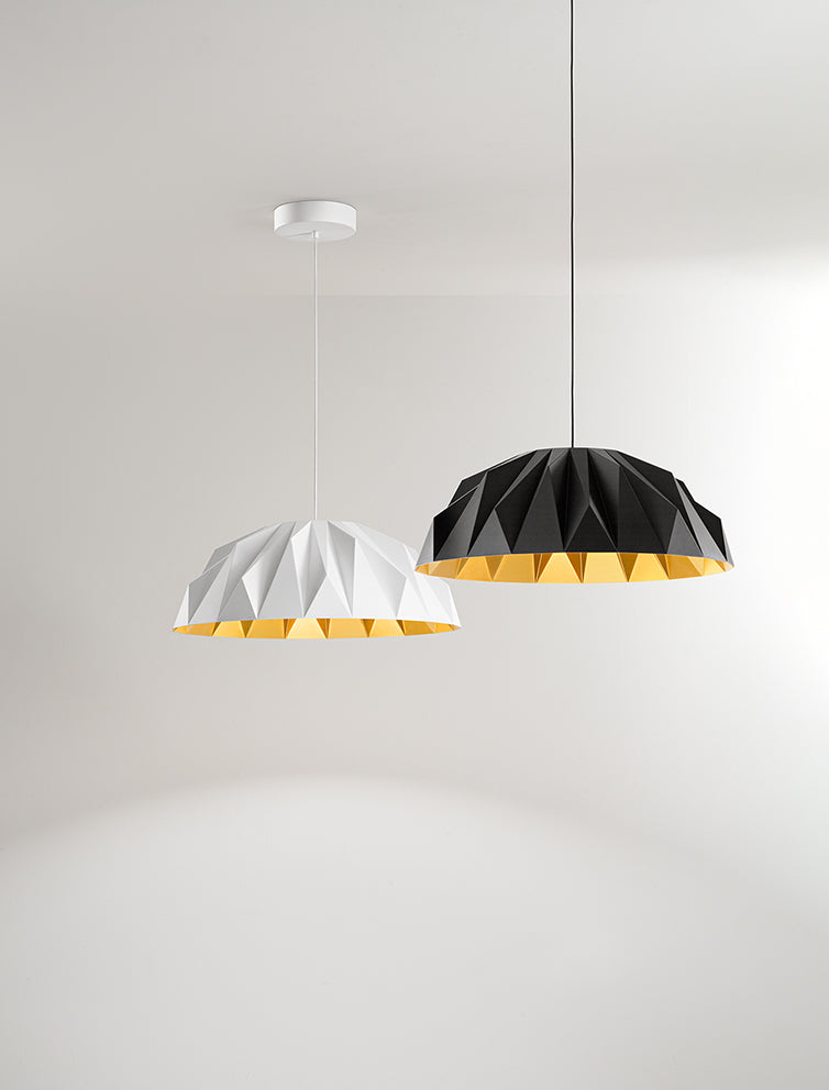 Perenz Prisma - sospensione acrilico geometrica Ø56 cm disponibile nei colori bianco opaco + oro e nero opaco + oro Perenz Lampade a sospensione