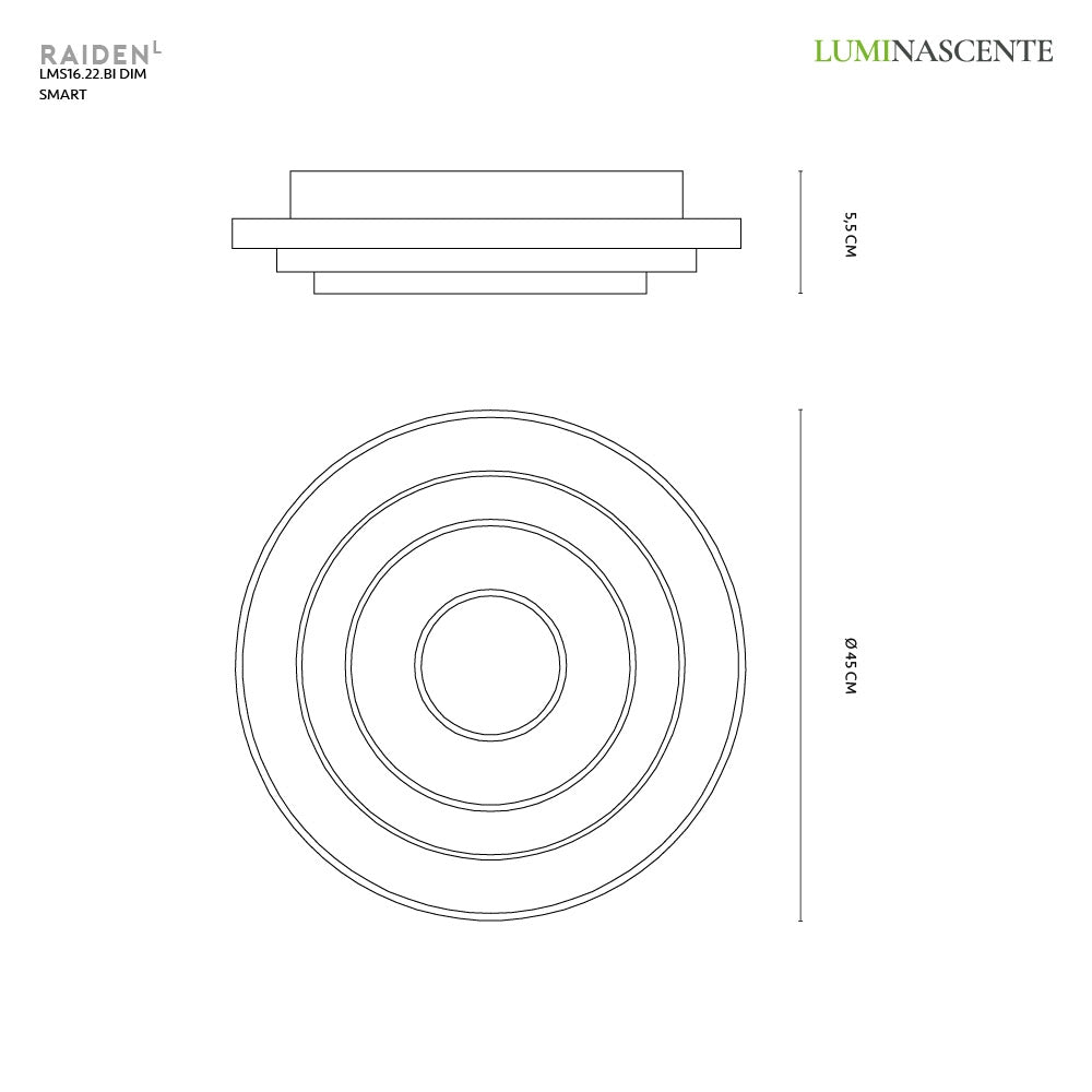 Luminascente Raiden - Plafoniera LED in 3 misure anche Smart Luminascente Lampade da soffitto