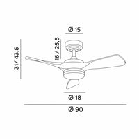 Perenz Sirio - ventilatore da soffitto con luce LED CCT e telecomando (varianti bianco e nero con pale in legno)